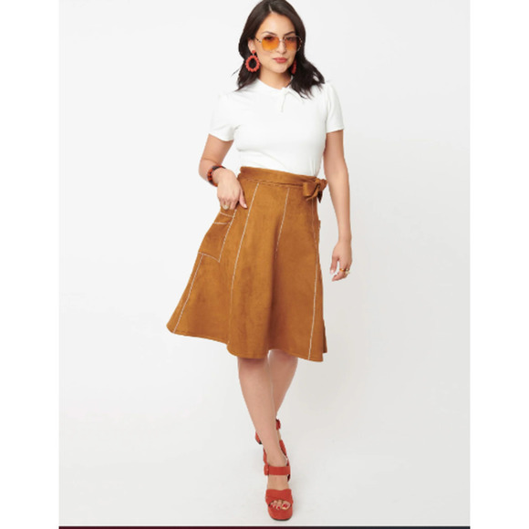 Unique Vintage Skirts Nwt Unique Vintage Brown Suede Millett